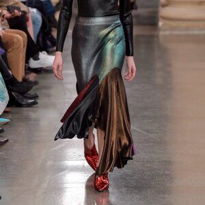 Christopher Kane AW/17 Runway Multicoloured Metallic Pleated Maxi Skirt
